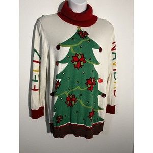 Wham 2018 Feliz Navidad Ugly Christmas Tree Sweater Womens XL Sequins Beads